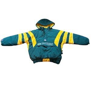 Vintage Starter Pro Line 90s Green Bay Packers NFL 1/2 Pullover Jacket Sz M